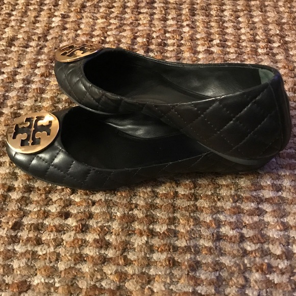 Tory Burch Shoes - Tory Burch Quinn Quilted Black Leather Flat sz 8M